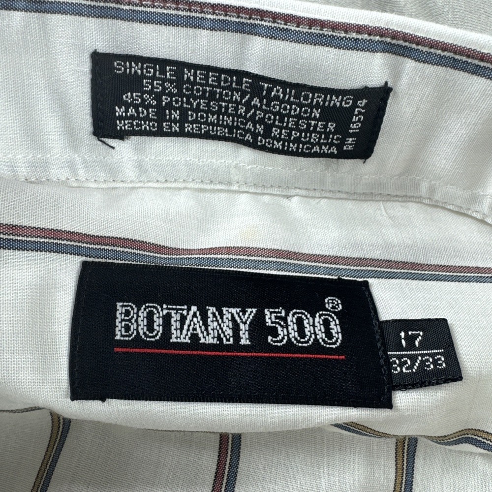 Vintage Botany 500 Dress Shirt Mens 17 White Striped Long Sleeve Button Up NEW - Picture 5 of 6